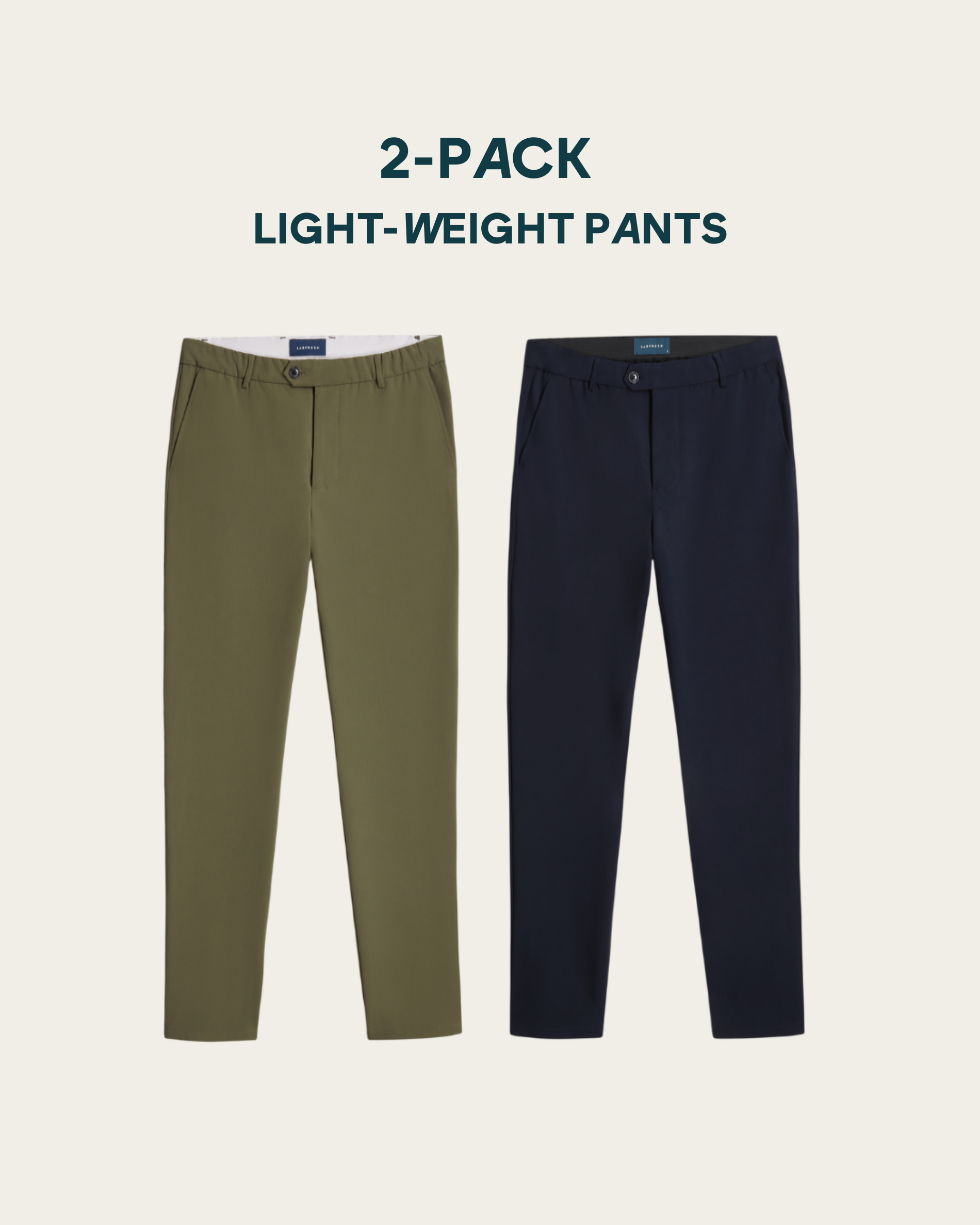 Light-weight pants 2-pack bundle | Olive & Navy