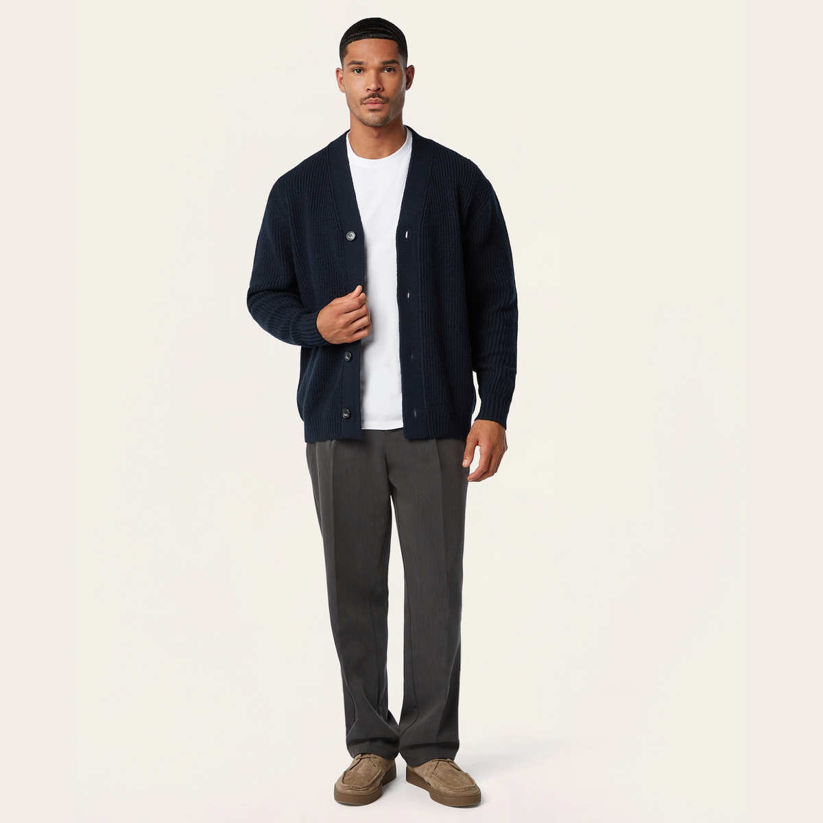 Heavy Seawool Cardigan Navy