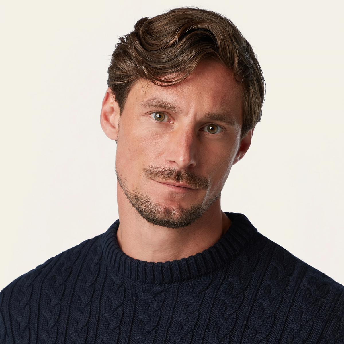 Heavy Seawool Cable Crewneck Navy