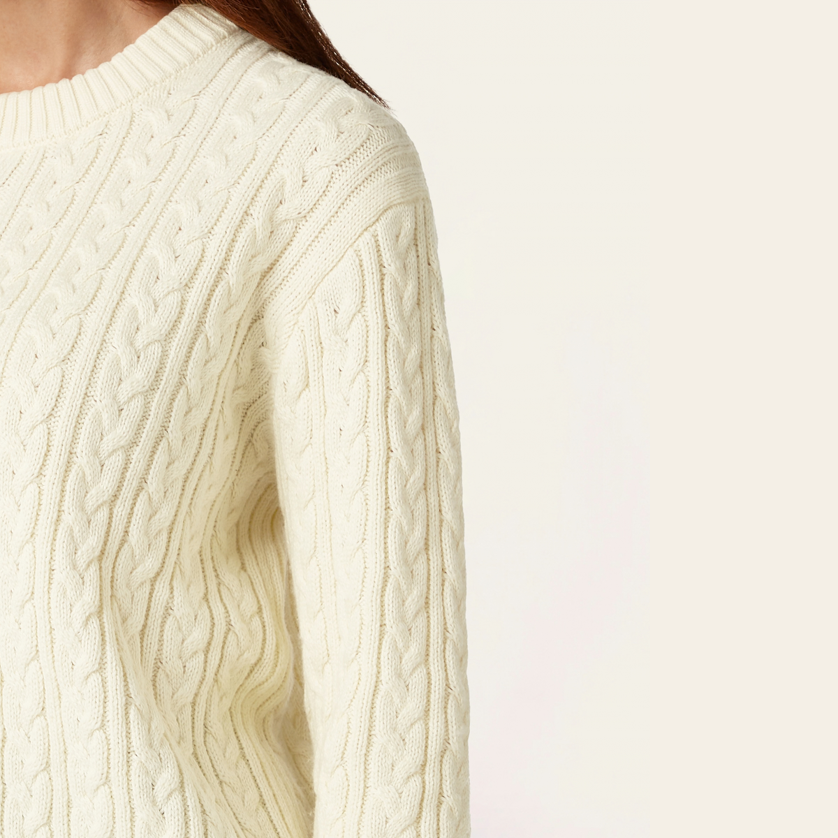 Heavy Seawool Cable Crewneck - Off White