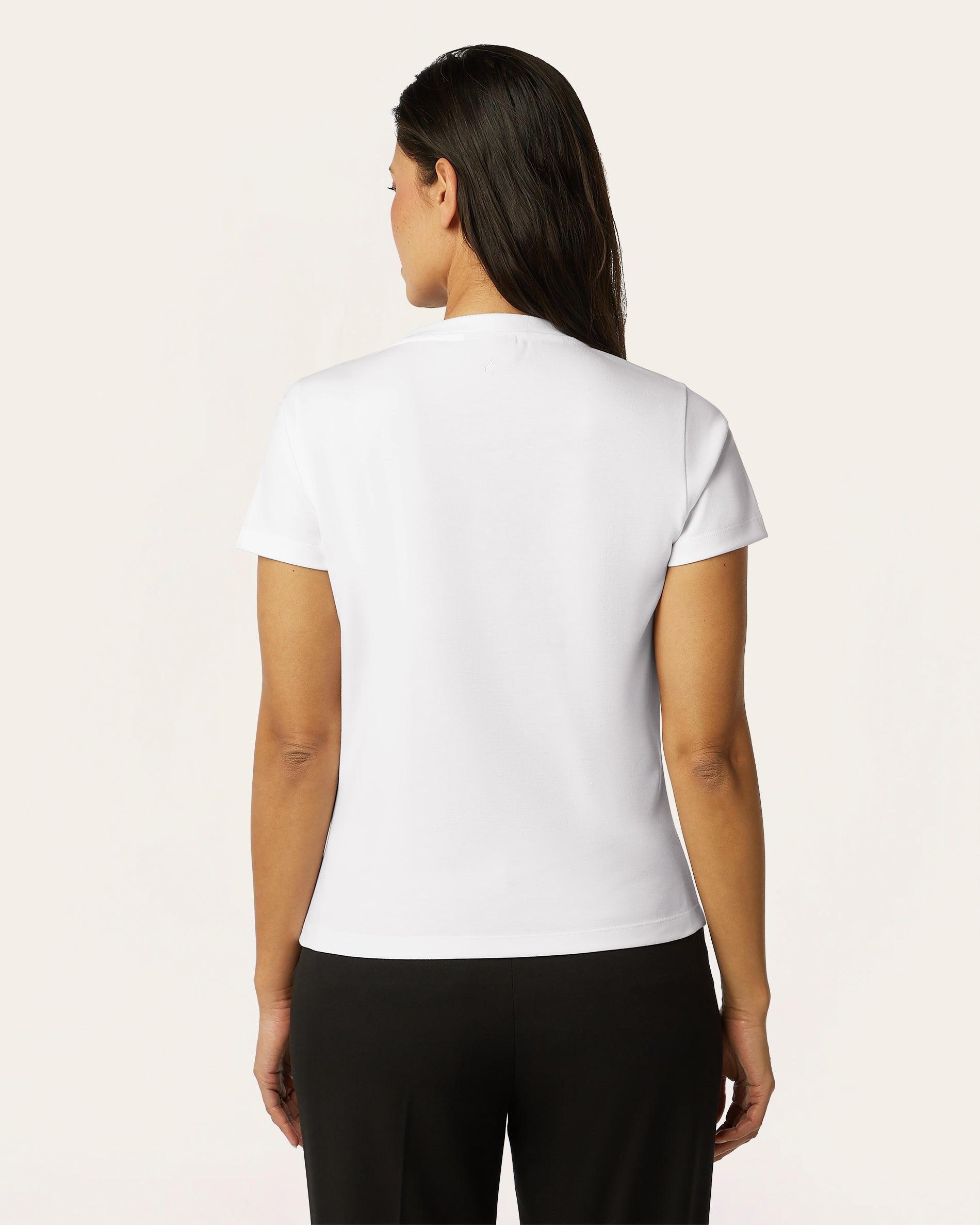 Interlock V-neck Slim T-shirt - White