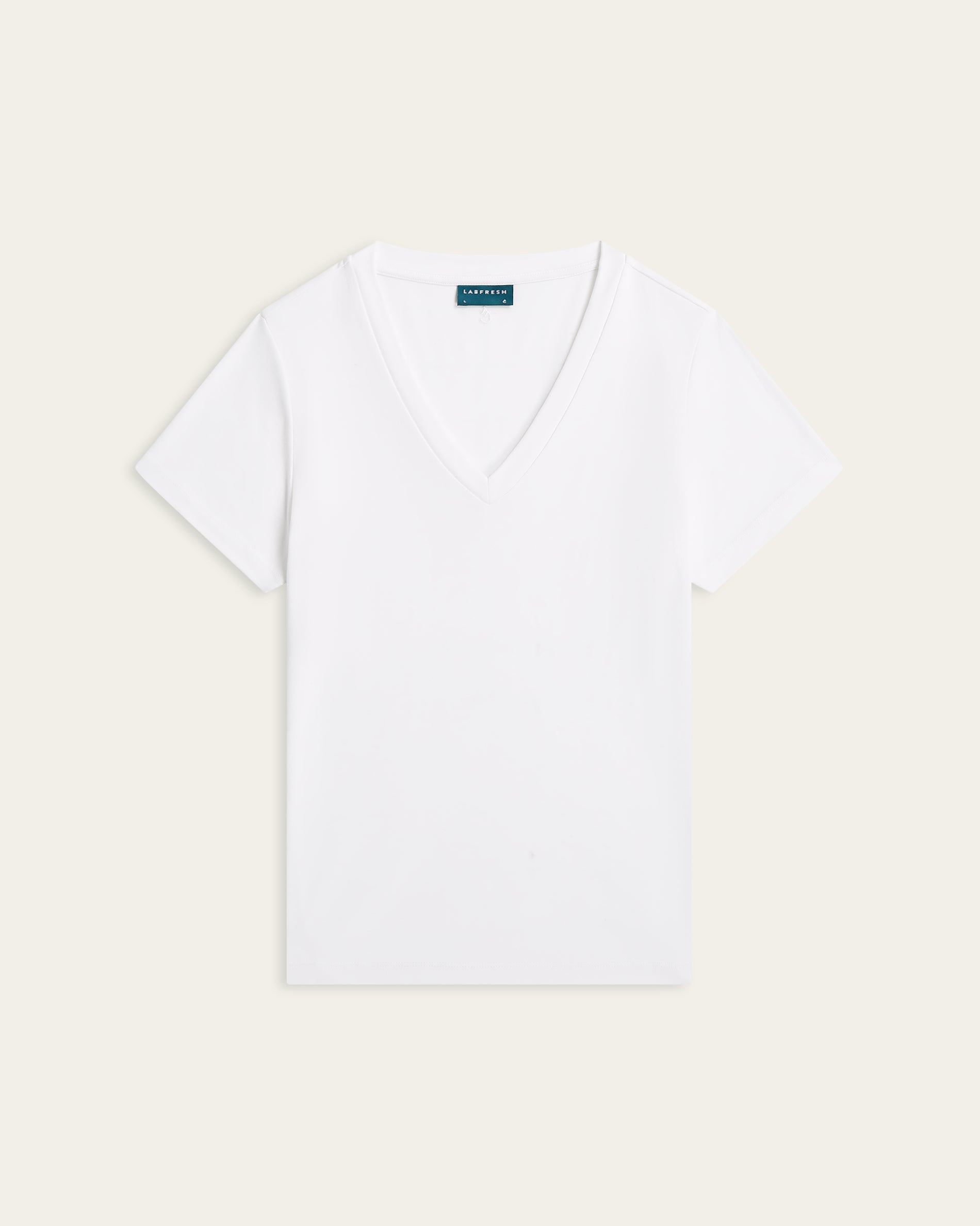Interlock V-neck Slim T-shirt - White