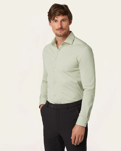 Knitted non-iron shirt Sage