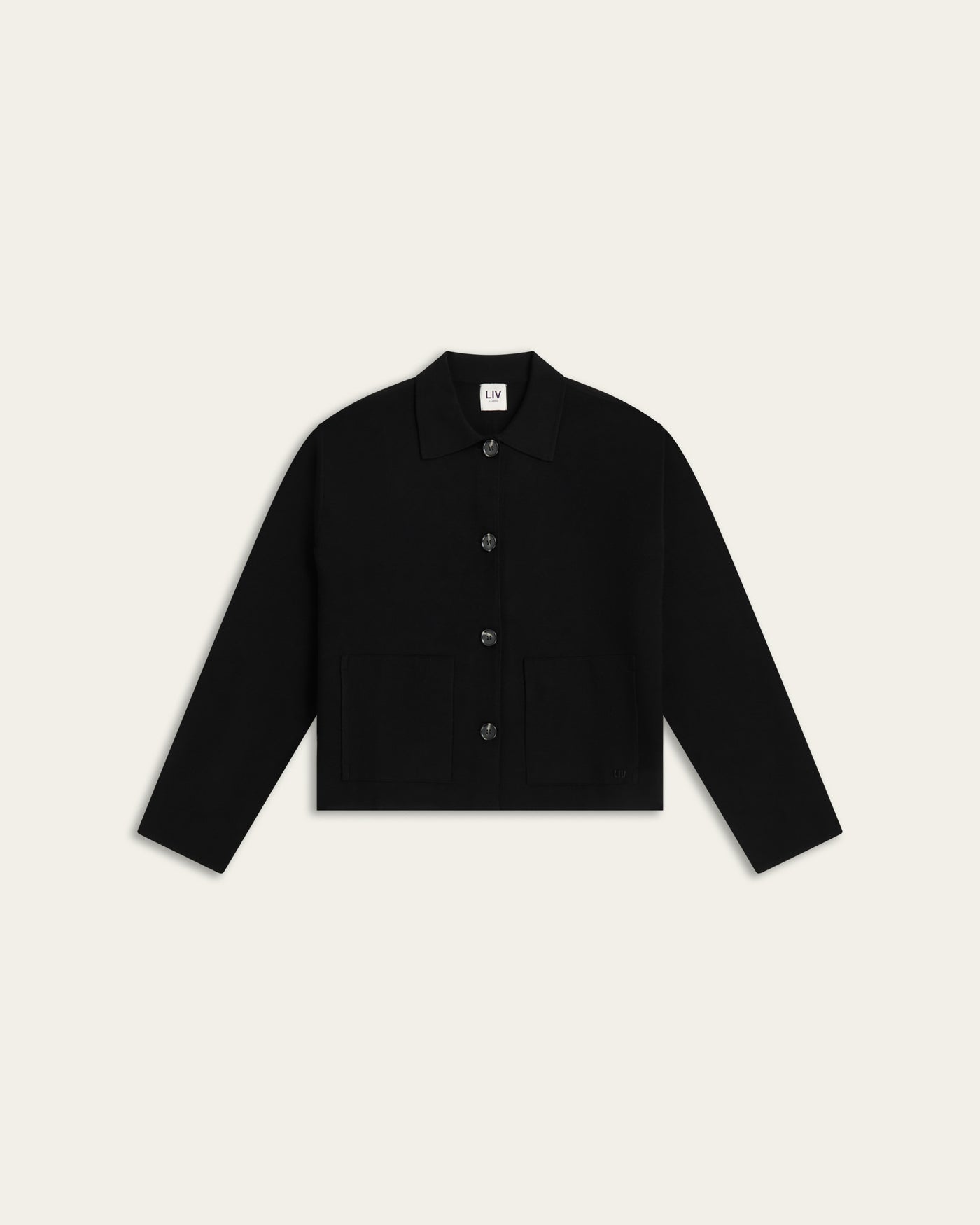 Boxy Jacquard Cardigan - Black