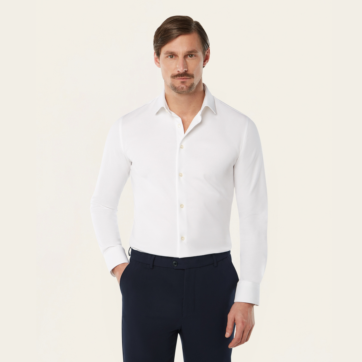 Knitted non-iron shirt white