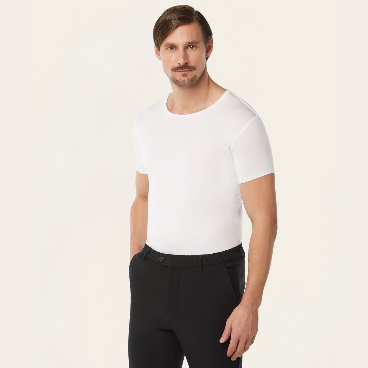 Crewneck sweat-proof undershirt white