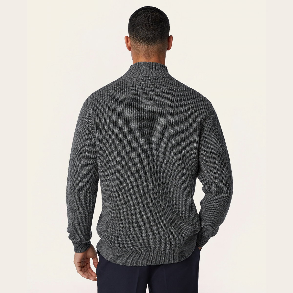 Heavy Seawool Full Zip Cardigan Dark Grey