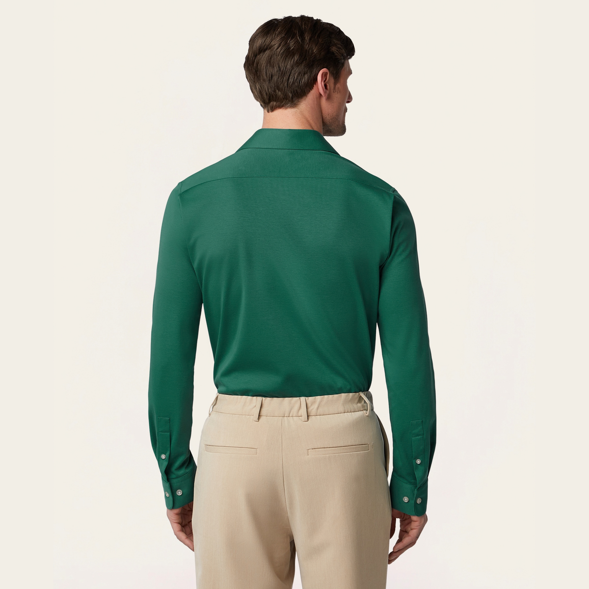 Knitted non-iron shirt North Sea Green