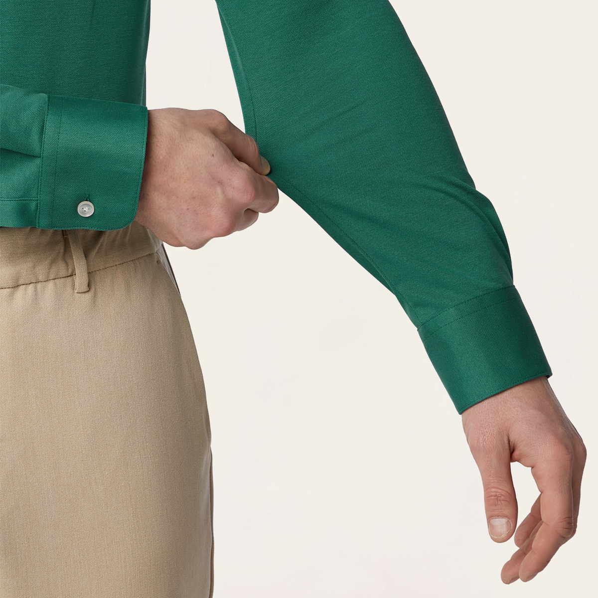 Knitted non-iron shirt North Sea Green