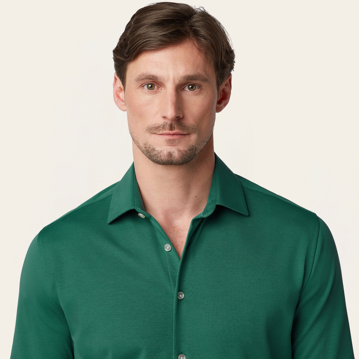 Knitted non-iron shirt North Sea Green