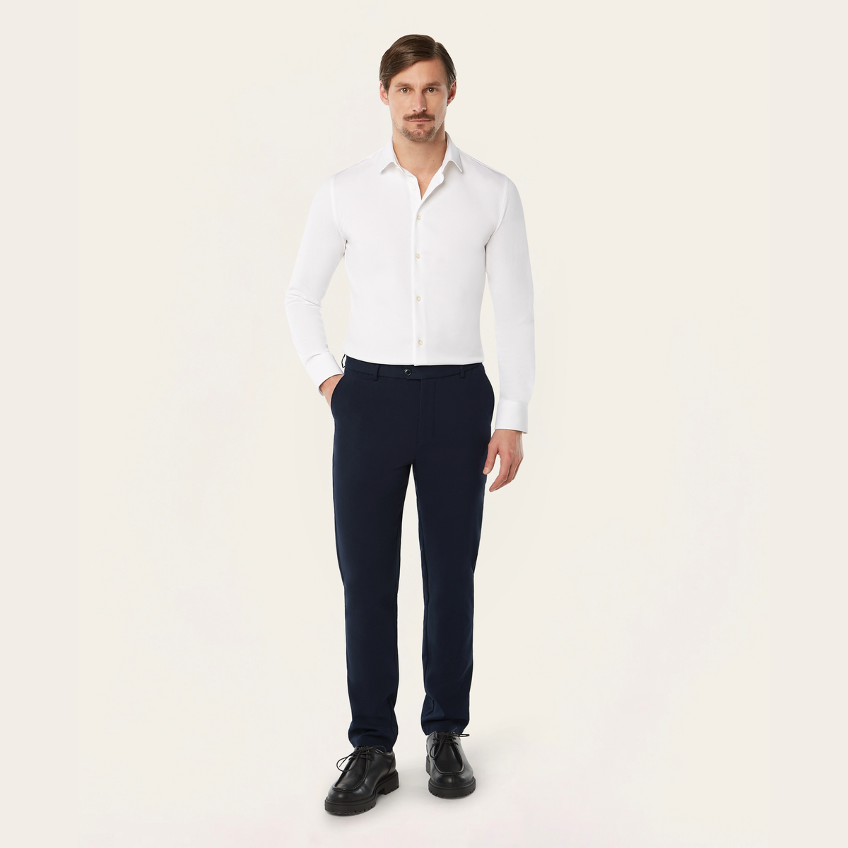 Knitted non-iron shirt white