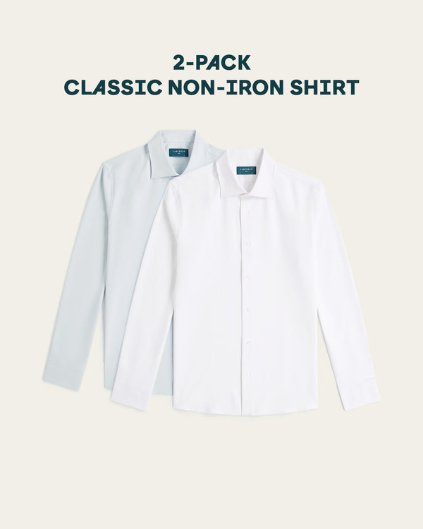 Classic non-iron 2-pack | White & Light Blue