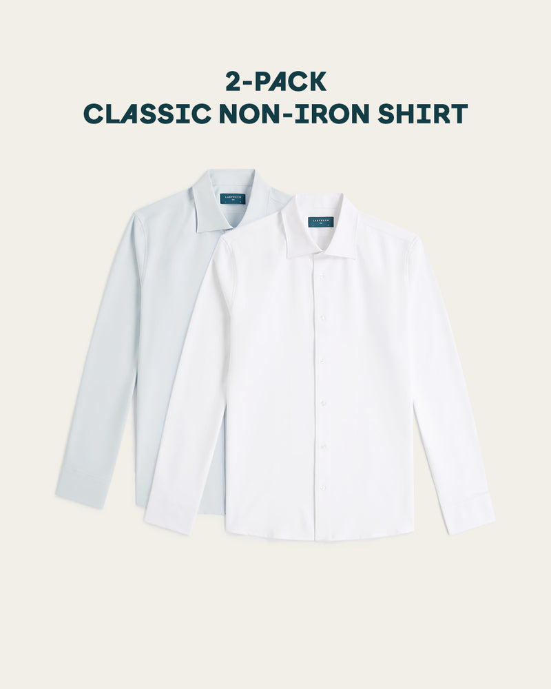 Classic non-iron 2-pack | White & Light Blue