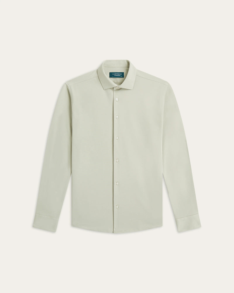 Knitted non-iron shirt Sage