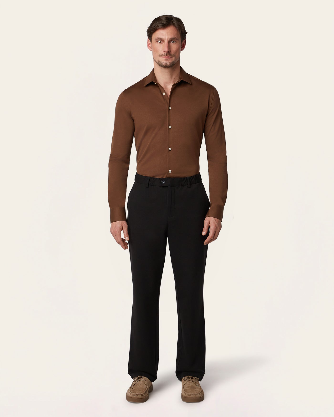 Knitted non-iron shirt Brown