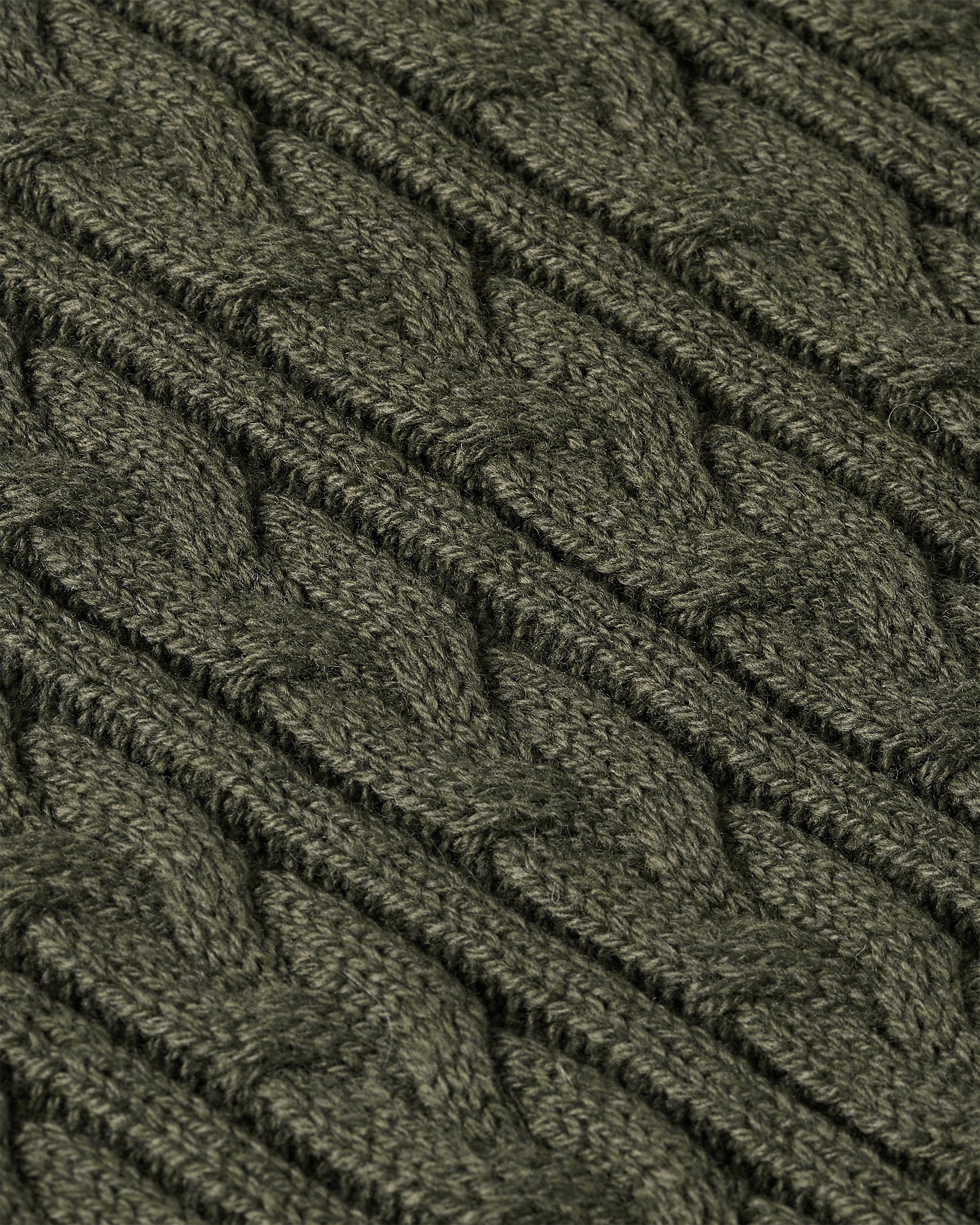 Heavy Seawool Cable Crewneck - Dark Olive