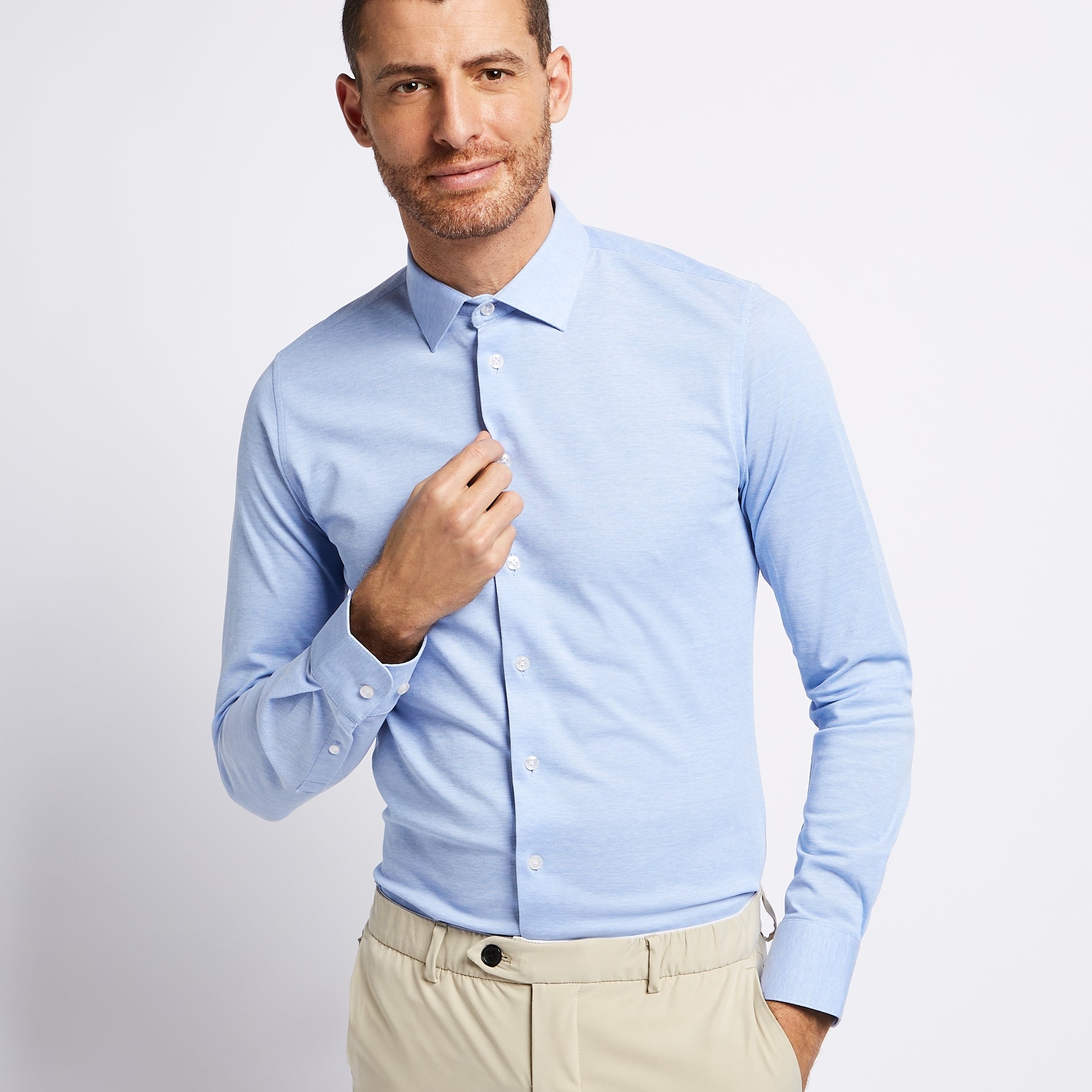 Knitted Hemd light blue