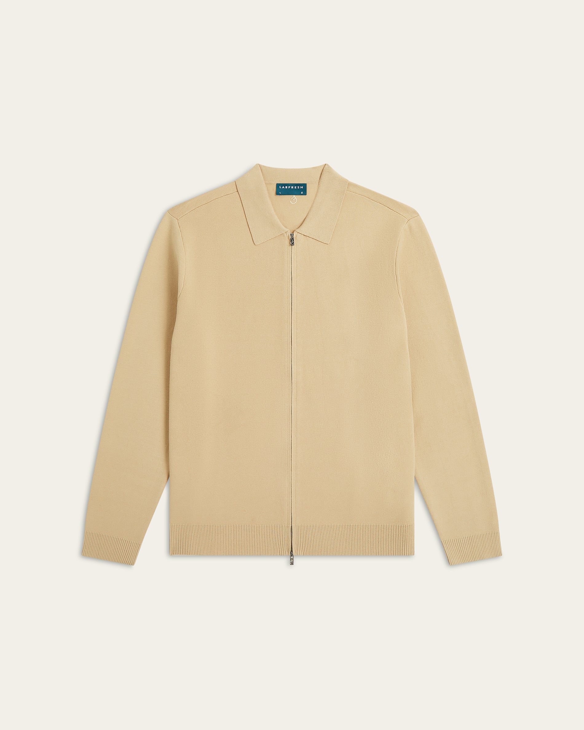 Full Zip Jacquard Cardigan Sand