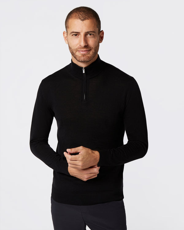 Merino half zip Black