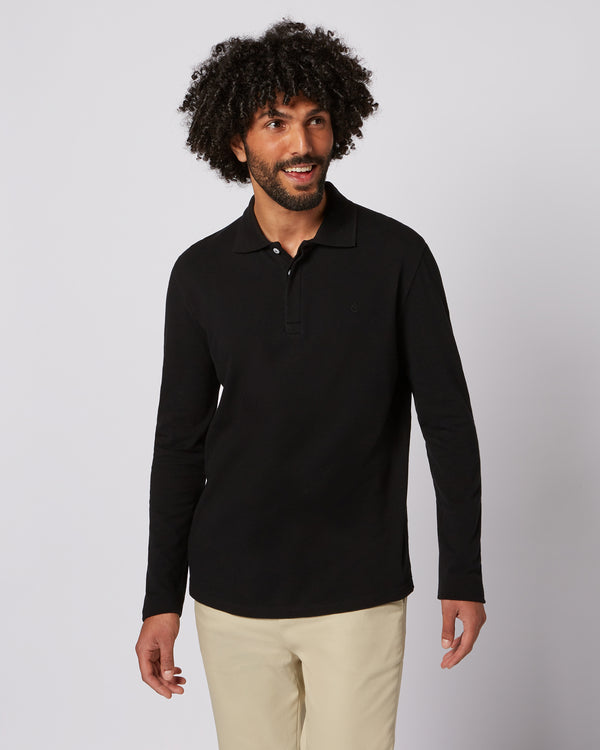 Langarm polo black